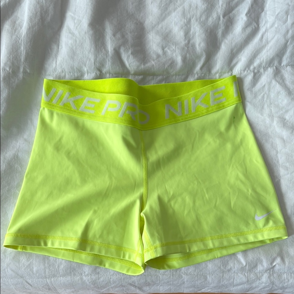 Nike Women's Neon Yellow Pro Shorts